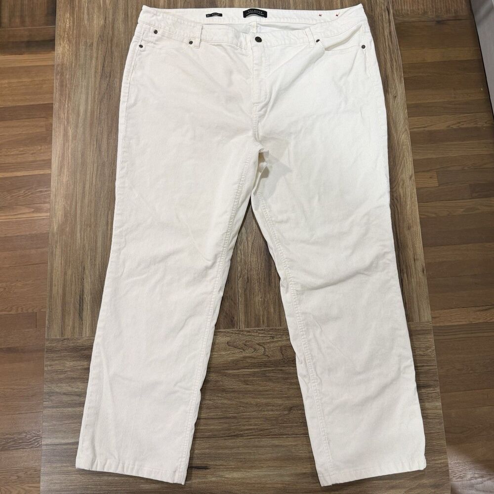 Talbots Corduroy Pants Women Flawless Straight Preppy Stretch Size 20 Off White